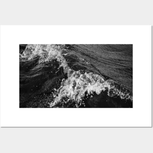 Wave ridge on the undulating water of the lake - black and white Posters and Art